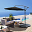 3M Large Rotatable Garden Sun Shade Cantilever Parasol Patio Hanging Banana Umbrella Crank Tilt with Fillable Base, Black