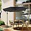 3M Large Rotatable Garden Sun Shade Cantilever Parasol Patio Hanging Banana Umbrella Crank Tilt with Square Base, Black