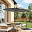 3M Large Rotatable Garden Sun Shade Cantilever Parasol Patio Hanging Banana Umbrella Crank Tilt with Square Base, Dark Grey
