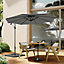 3M Large Rotatable Garden Sun Shade Cantilever Parasol Patio Hanging Banana Umbrella Crank Tilt with Square Base, Dark Grey