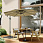 3M Large Rotatable Garden Sun Shade Cantilever Parasol Patio Hanging Banana Umbrella Crank Tilt with Square Base, Khaki