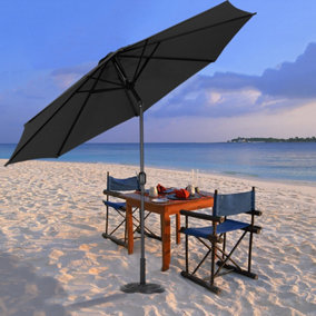 3M Large Rotating Garden Parasol Outdoor Beach Umbrella Patio Sun Shade Crank Tilt No Base, Black