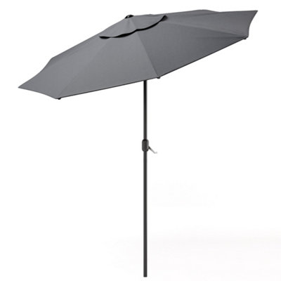 3M Large Rotating Garden Parasol Outdoor Beach Umbrella Patio Sun Shade Crank Tilt No Base, Dark Grey