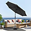 3M Large Rotating Garden Parasol Outdoor Beach Umbrella Patio Sun Shade Crank Tilt with Black Base, Black