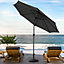 3M Large Rotating Garden Parasol Outdoor Beach Umbrella Patio Sun Shade Crank Tilt with Round Base, Black