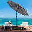 3M Large Rotating Garden Parasol Outdoor Beach Umbrella Patio Sun Shade Crank Tilt with Round Base, Dark Grey