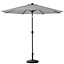 3M Large Rotating Garden Parasol Outdoor Beach Umbrella Patio Sun Shade Crank Tilt with Round Base, Light Grey