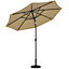 3M Large Rotating Garden Parasol Outdoor Beach Umbrella Patio Sun Shade Crank Tilt with Round Base, Taupe