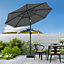 3M Large Rotating Garden Parasol Outdoor Beach Umbrella Patio Sun Shade Crank Tilt with Square Base, Dark Grey
