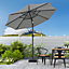 3M Large Rotating Garden Parasol Outdoor Beach Umbrella Patio Sun Shade Crank Tilt with Square Base, Light Grey