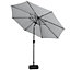 3M Large Rotating Garden Parasol Outdoor Beach Umbrella Patio Sun Shade Crank Tilt with Square Base, Light Grey