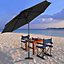 3M Large Rotating Garden Parasol Outdoor Beach Umbrella Patio Sun Shade Crank Tilt with Vintage Base, Black