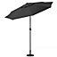 3M Large Rotating Garden Parasol Outdoor Beach Umbrella Patio Sun Shade Crank Tilt with Vintage Base, Black