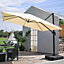 3M Large Square Canopy Rotatable Tilting Garden Rome Umbrella Cantilever Parasol with 100 L Fillable Base, Beige
