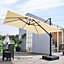 3M Large Square Canopy Rotatable Tilting Garden Rome Umbrella Cantilever Parasol with 100 L Fillable Base, Beige