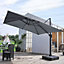 3M Large Square Canopy Rotatable Tilting Garden Rome Umbrella Cantilever Parasol with 100 L Fillable Base, Dark Grey