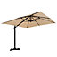 3M Large Square Canopy Rotatable Tilting Garden Rome Umbrella Cantilever Parasol with Cross Base, Khaki