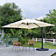 3M Large Square Canopy Rotatable Tilting Garden Rome Umbrella Cantilever Parasol With Fan Shaped Base, Beige
