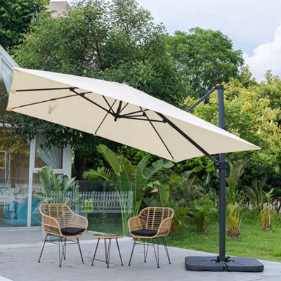 3M Large Square Canopy Rotatable Tilting Garden Rome Umbrella ...