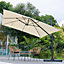 3M Large Square Canopy Rotatable Tilting Garden Rome Umbrella Cantilever Parasol with Square Fillable Base, Beige