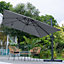 3M Large Square Canopy Rotatable Tilting Garden Rome Umbrella Cantilever Parasol with Square Fillable Base, Dark Grey