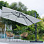 3M Large Square Canopy Rotatable Tilting Garden Rome Umbrella Cantilever Parasol with Square Fillable Base, Light Grey