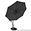 3M LED Lighted Large Garden Cantilever Parasol Outdoor Patio Banana Umbrella Crank Tilt with 60L Fillable Base, Dark Grey