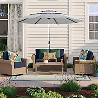 3m Parasol 3 Tier Garden Patio Umbrella with Push button Tilting and Crank No Base Sun Shade for Backyard Garden