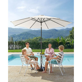 3m Parasol Umbrella, Sun Shade, Octagonal Polyester Canopy, with Tilt and Crank Mechanism, for Outdoor Gardens, Balcony and Patio