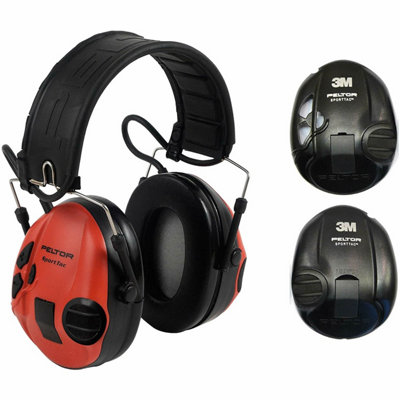 3M™ PELTOR™ SportTac Hearing Protector Ear Defenders Red + Black MT16H210F-478-RD