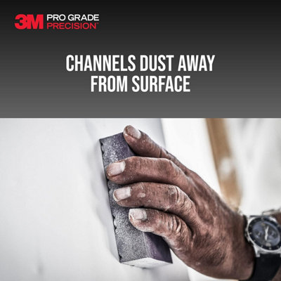 3M Pro Grade Precision Dust Channeling Block Sanding Sponge 120 Grit Fine