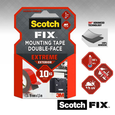3M Scotch Fix Double Sided Extreme Exterior Mounting Tape, 19mm - For Outdoor Extreme Use SFIX-EXTREME10KG-1.5M