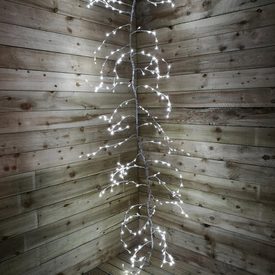 3m Silver Lit Branch Hanging Indoor Outdoor Christmas Garland 288 White LEDs with Timer