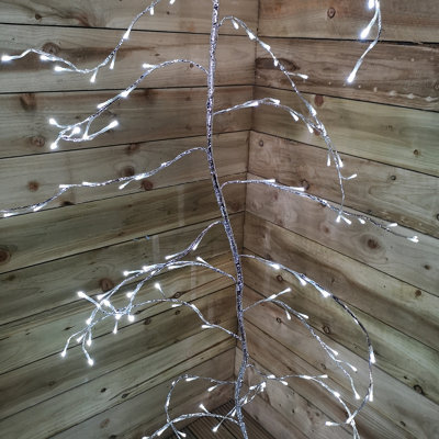 3m Silver Lit Branch Hanging Indoor Outdoor Christmas Garland 288 White LEDs with Timer