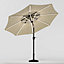 3M Solar Powered LED Lighted Large Garden Parasol Outdoor Patio Umbrella Crank Tilt with Round Base, Beige