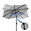 3M Tiltable Garden Parasol Outdoor Patio Sun Shade Umbrella with 24 Solar LED Lights Crank Tilt No Base, Light Grey
