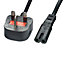 3m UK Mains Plug to C7 Figure 8 Power Cable - 240V & 3A Fuse - TV & Transformer / Laptop Charger Lead