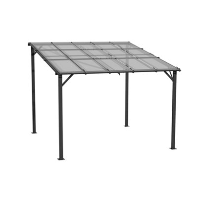 3m W x 2.5m H Iron Metal Wall-Mounted Canopy with Grey Sun Panels