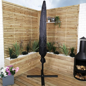 3m Waterproof Cover for Hanging Banana Cantilever Garden Parasol in Black