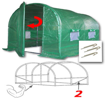 3m x 2m + Anchorage Stake Kit (10' x 7' approx) Pro+ Green Poly Tunnel
