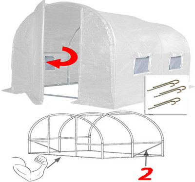 3m x 2m + Anchorage Stake Kit (10' x 7' approx) Pro+ White Poly Tunnel