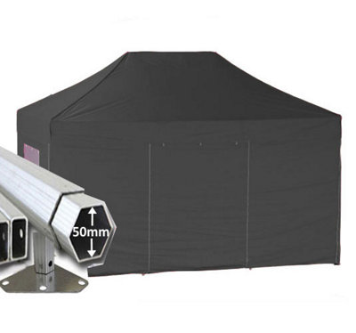 6m x 4m Extreme 50 Instant Shelter Pop Up Gazebos Black/Silver main image 1