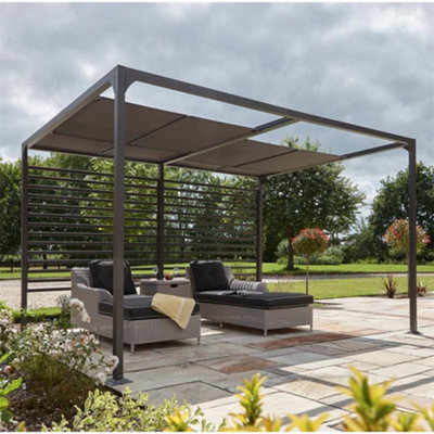3m x 3m (10ft x 10ft) Deluxe Aluminium Canopy + Sliding Shade Panels (3 ...