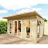 3m x 3m (10ft x 10ft) Insulated Garden Room / Office + Double Doors + Double Glazing + Overhang (3x3) - Includes Install