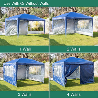3m x 3m Blue Pop Up Gazebo With Sides