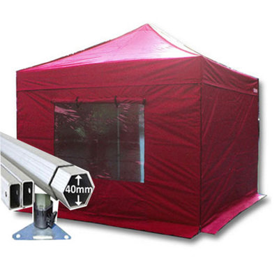 3m x 3m Extreme 40 Instant Shelter Pop Up Gazebos Frame, Canopy & Sides - Red