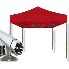 3m x 3m Extreme 50 Instant Shelter Pop Up Gazebos Frame & Canopy - Red