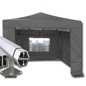3m x 3m Extreme 50 Instant Shelter Pop Up Gazebos Frame, Canopy & Sides - Black