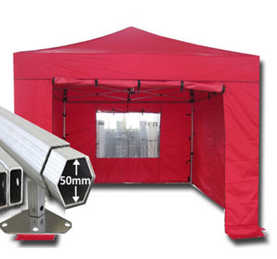 3m x 3m Extreme 50 Instant Shelter Pop Up Gazebos Frame, Canopy & Sides - Red