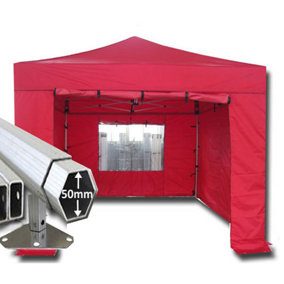 3m x 3m Extreme 50 Instant Shelter Pop Up Gazebos Frame, Canopy & Sides - Red